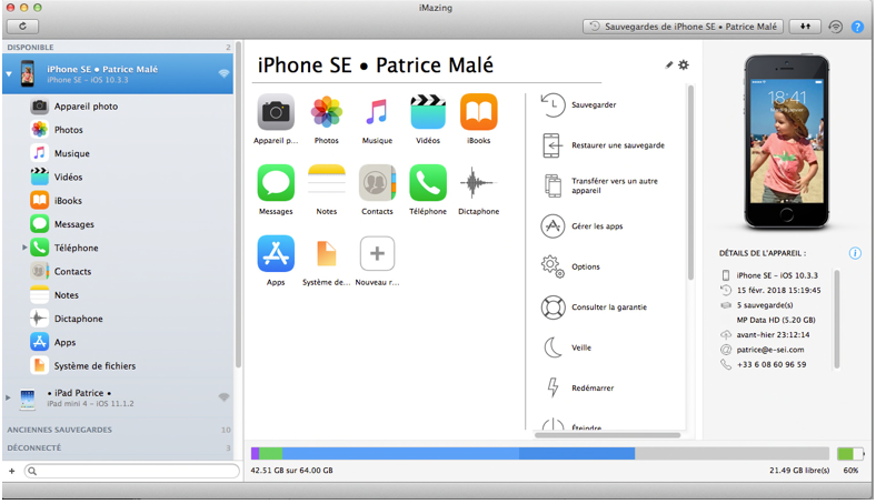 Interface iMazing